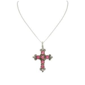 VIRGINS SAINTS & ANGELS VSA Addie Charm Necklace Silver & Pink